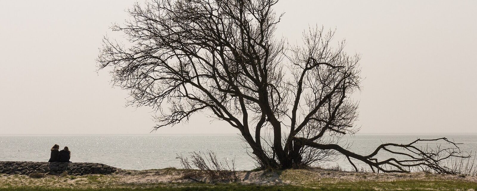 De oever van het IJsselmeer: ondiep water, een weidse horizon en nauwelijks beschutting.